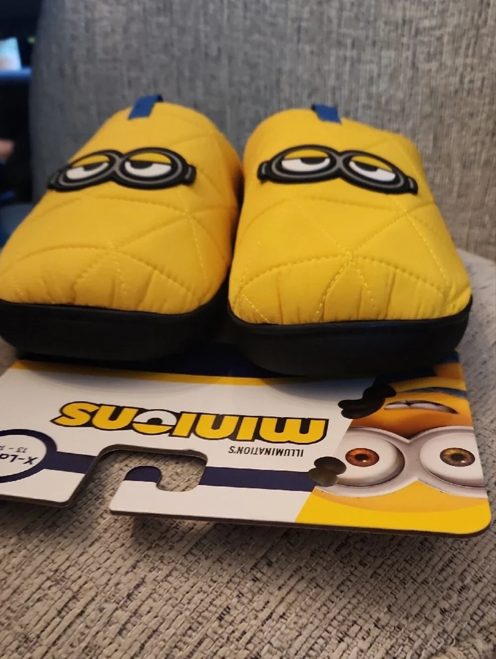 Yellow Quilted Slip-On Loafers with Character Accent
